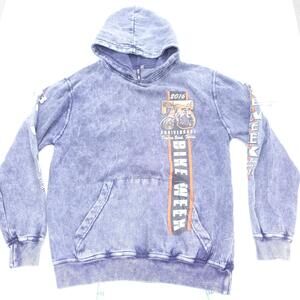 Basix Of America Daytona Bike Week 2016 Hoodie Mens Medium Blue 75th Anniversary